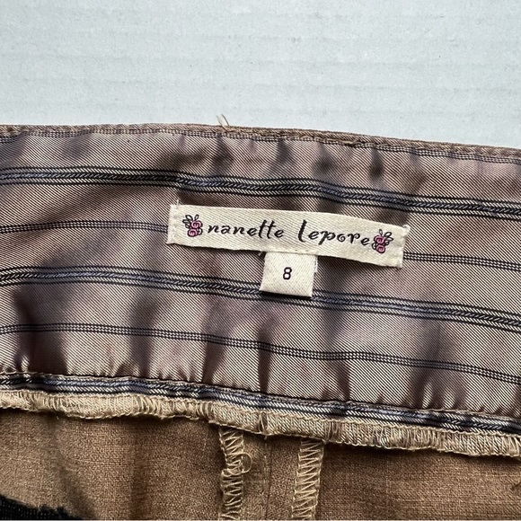 Nanette Lepore Pants Camel Tone Unlined Fine Wool Wide Leg w. Cuffs & Pockets - Picture 7 of 13